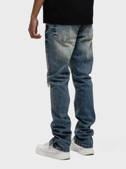 Rivero Destroyer Buttoned Jeans | Blue