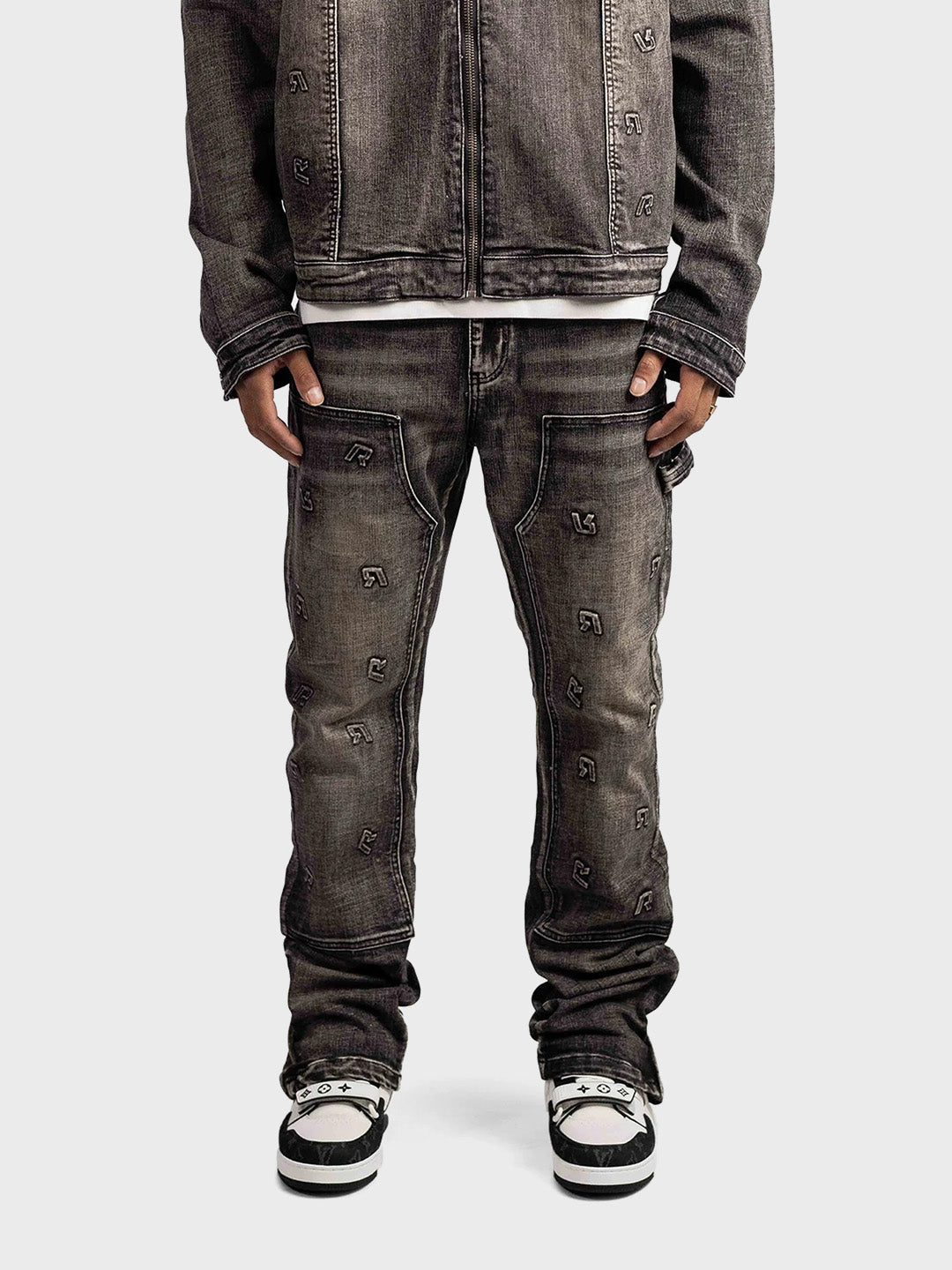 Rivero Embossed Worker Jeans | Black