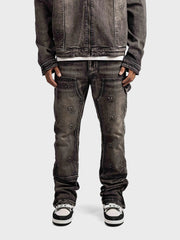 Rivero Embossed Worker Jeans | Black