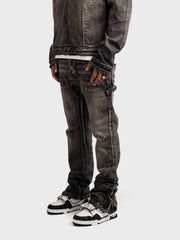 Rivero Embossed Worker Jeans | Black