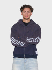 Rivero INTL. Waffle Zip Hoodie | Washed Navy