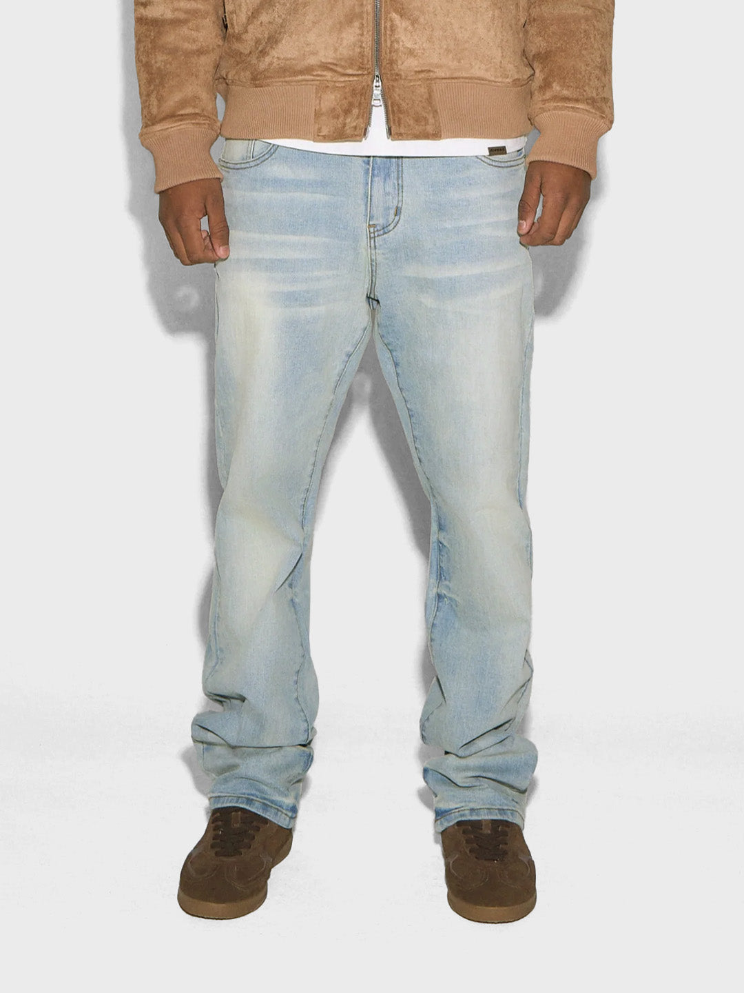 Rivero Plain Embossed Jeans | Misty Blue