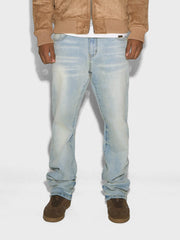 Rivero Plain Embossed Jeans | Misty Blue