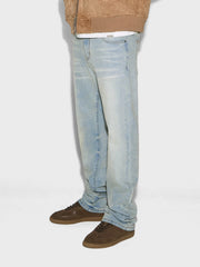 Rivero Plain Embossed Jeans | Misty Blue