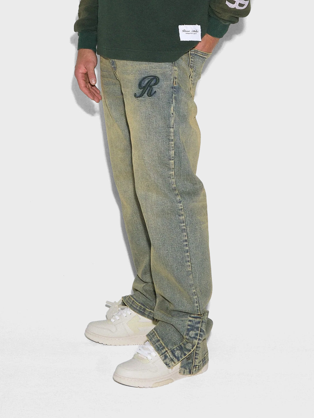 Rivero Raised Monogram Jeans | Pale
