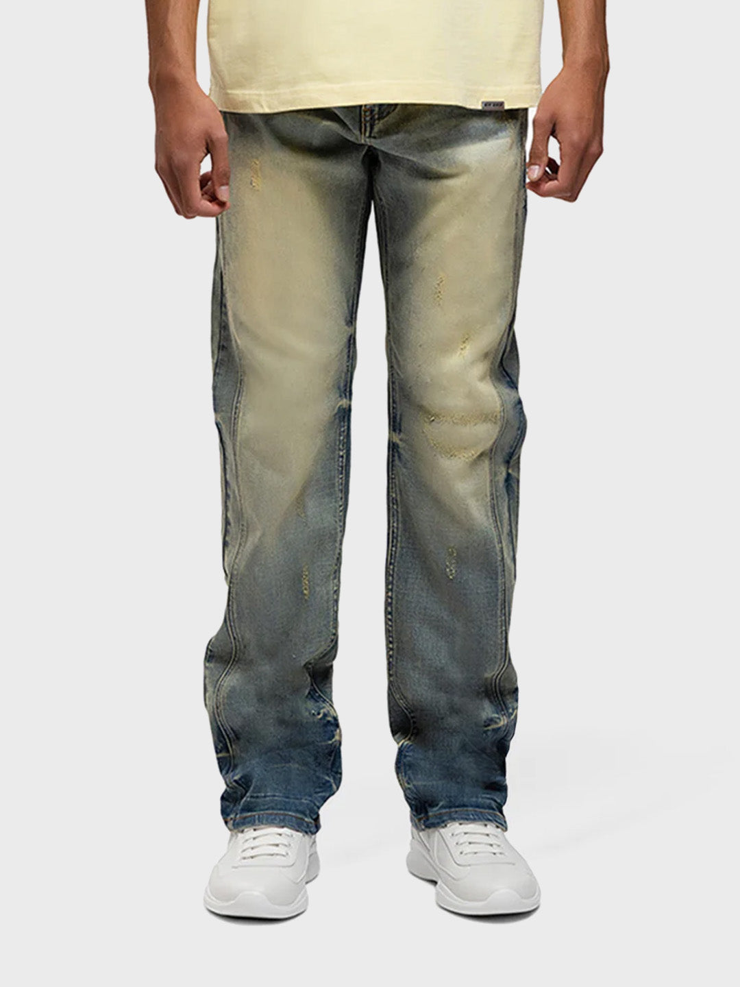 Rivero Segmented Washed Jeans | Blue/Sand