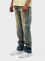 Rivero Segmented Washed Jeans | Blue/Sand