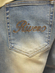 Rivero Segmented Washed Jeans | Blue/Sand