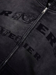 Rivero Statement Zip Hoodie | Washed Black